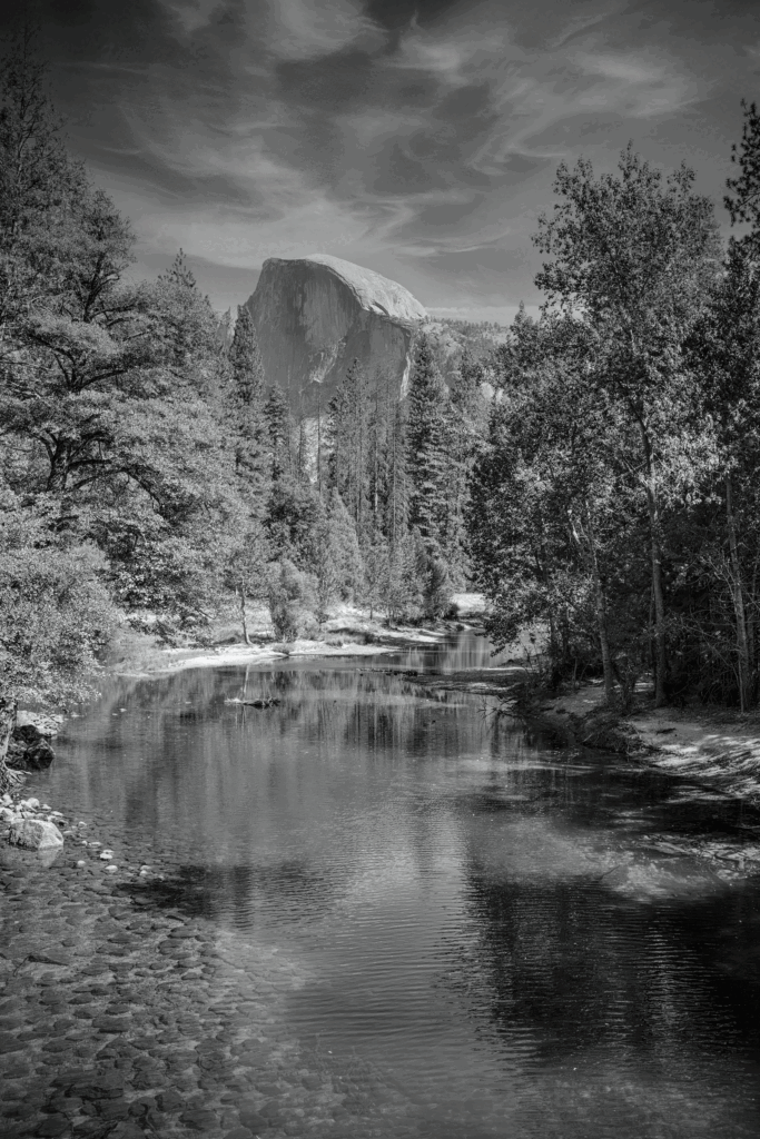 Half Dome from the bridge over the Merced River, Yosemite